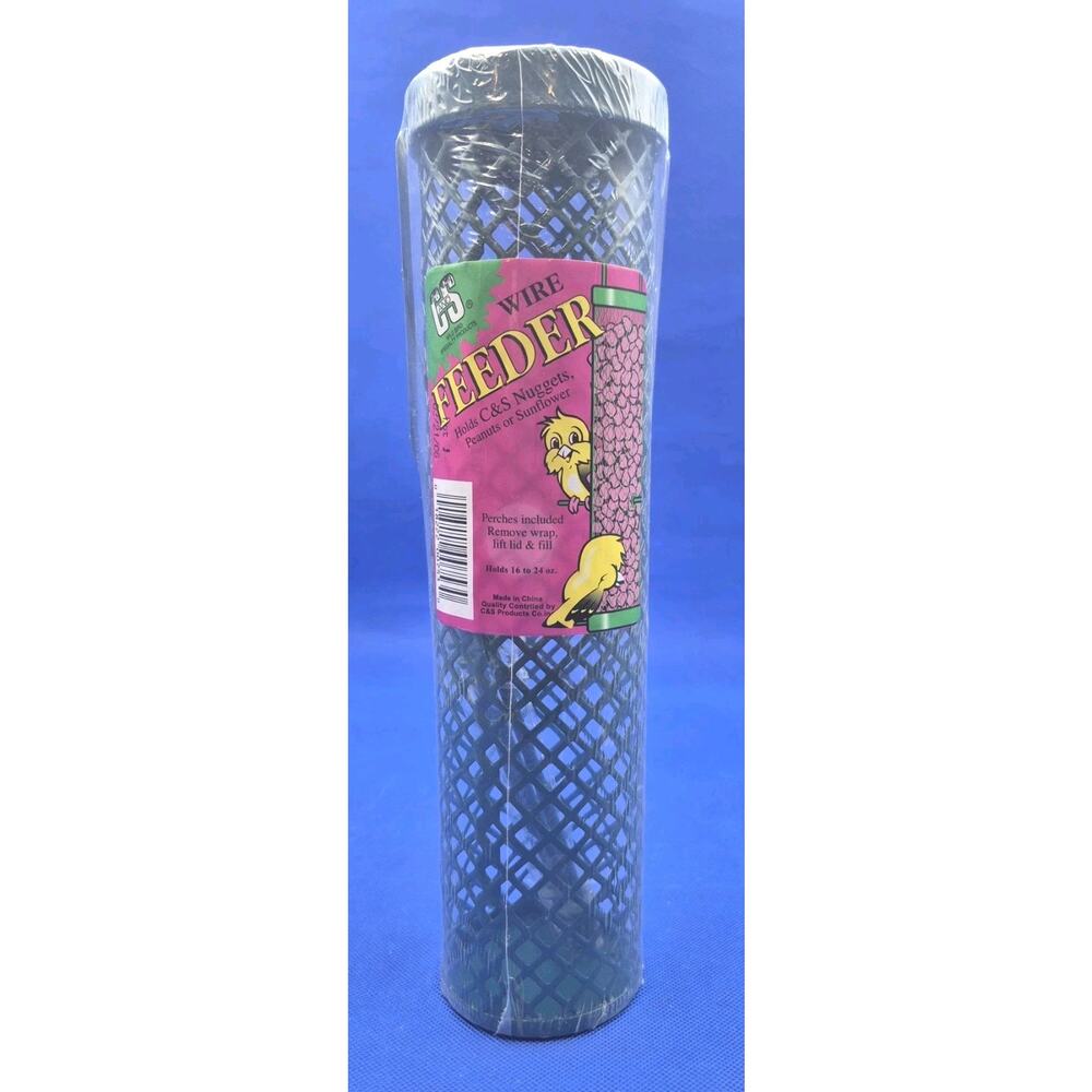 Black Wire Cylinder Bird Feeder Perches Included 11x3" NEW Sealed YK